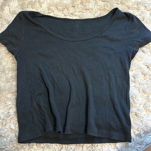 Brandy Melville Black Scoop Neck / Off Shoulder T-Shirt